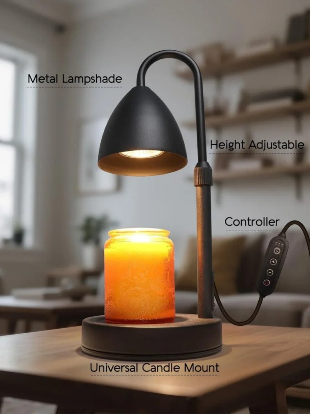 Dimmable Candle Warmer Lamp with Timer, Adjustable Wax Melter for Home Decor